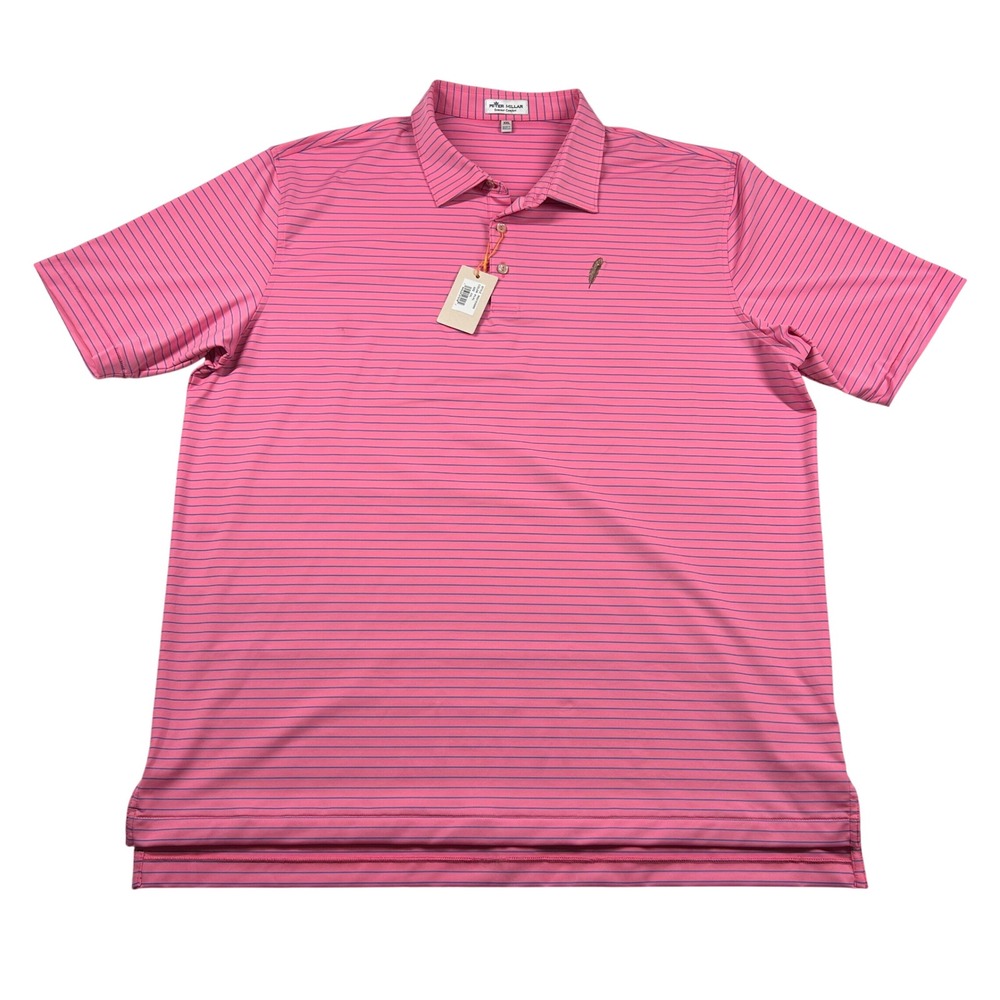 Peter Millar Shirt Mens 2xl Summer Comfort Chechessee Golf Polo Pink Blue Stripe